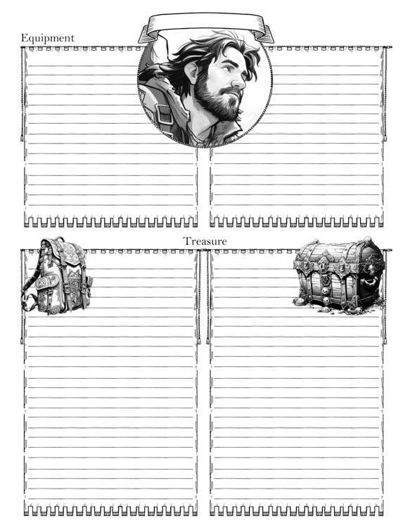Male human custom character art for printable DnD character sheet page 3