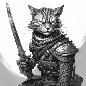 Male tabaxi custom character art for printable DnD character sheet