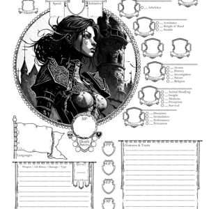 Printable D&D Custom Female Fighter Character Sheet page 1