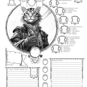 Printable Male Tabaxi character sheet