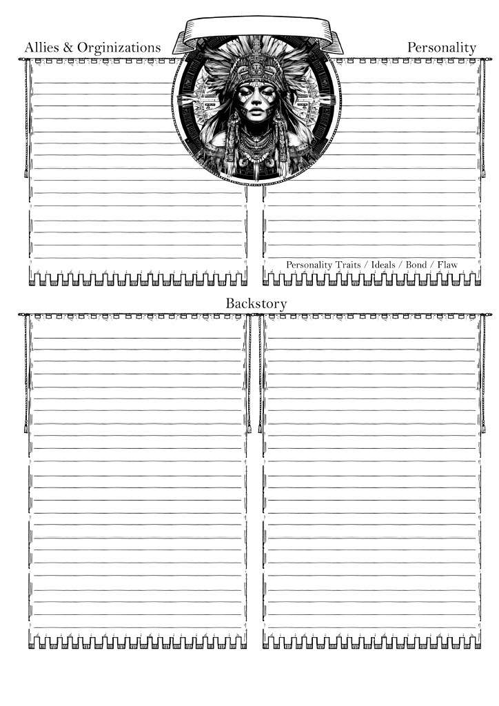 Printable D&D Custom Human Female Character Sheet - Image 4