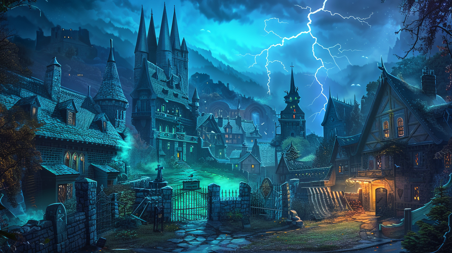 spooky cemetery art for Halloween adventure.